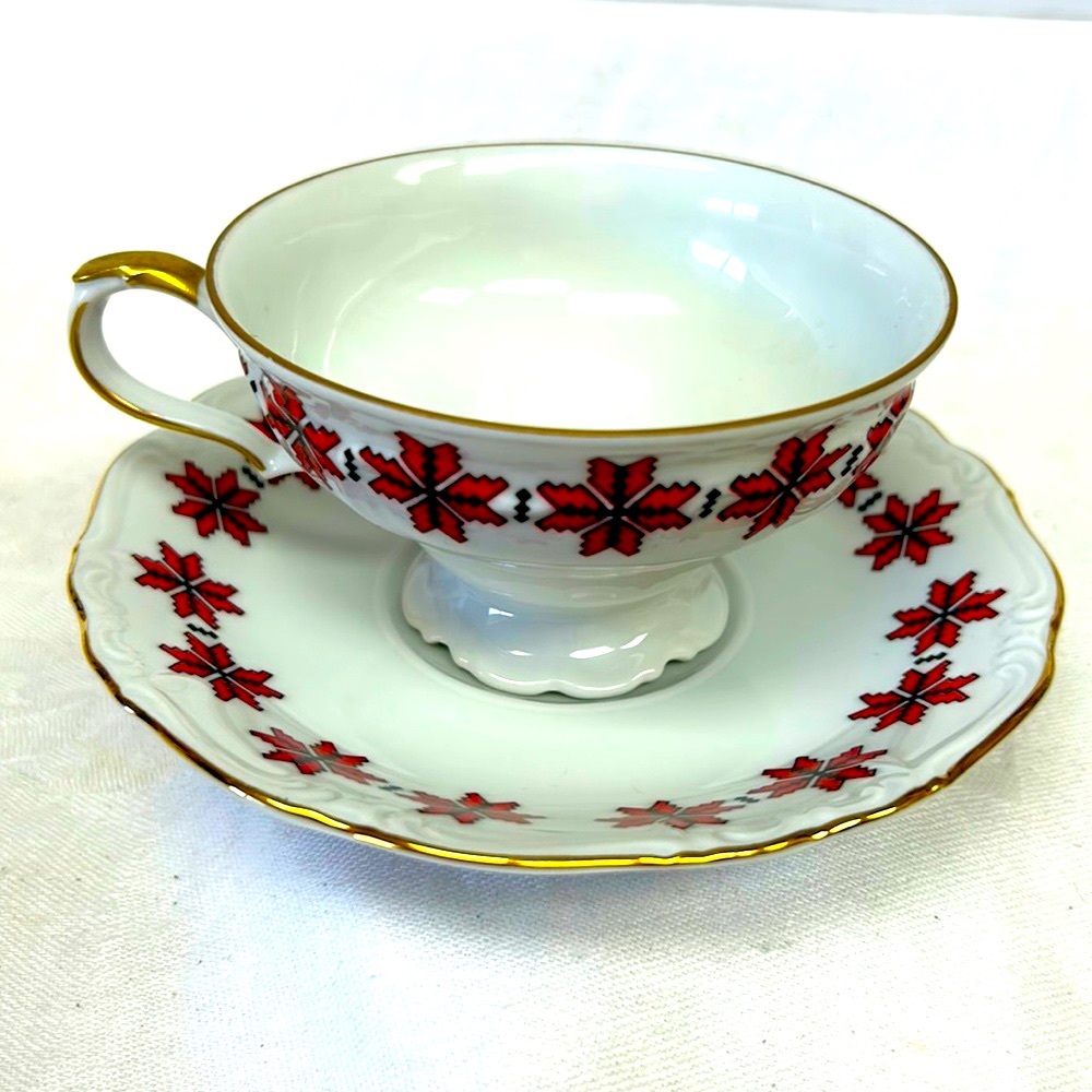 Vintage Ukrainian print tea cup and saucer by “ Edelstein” Germany